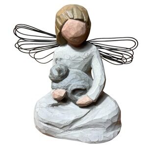 Vintage 1999 Signed Lordi Willow Tree Figurine Angel of Kindness Holding Cat